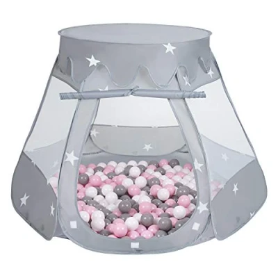 Imagen de Selonis Tienda 105X90cm/100 Bolas De Campaña/Castilo Plegable con 6Cm para Niños, Gris:Blanco/Gris/Menta