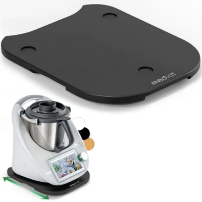 Imagen de ANBOXIT Tabla Deslizante para Thermomix TM6/TM5, Base con Ruedas, Soporte Bimby,de Bambú Negro
