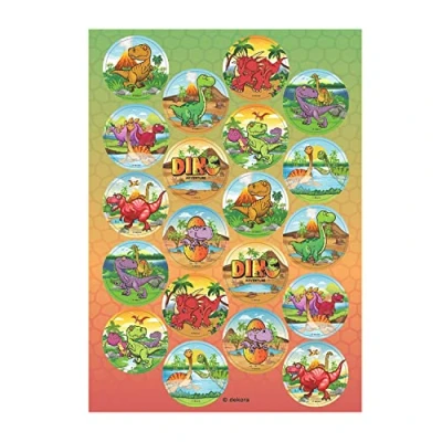 Imagen de Dekora Discos Minis Decoración de Tartas Cumpleaños Infantiles Dinosaurios 3,4 cm