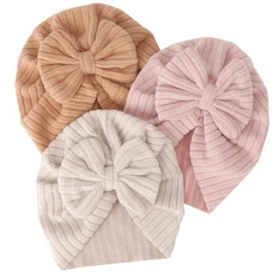 Imagen de DRESHOW 3 PCS Sombreros y Gorras para Bebés Niño Niña Infantil Turbante Bebé Nudo Sombrero Beanie Gorro