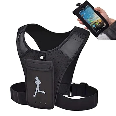 Imagen de Chaleco para Correr, Soporte Teléfono Reflectante Correr con Bolsa Teléfono, Mochila Móvil Ajustable, Cintura Ajustable Gimnasio