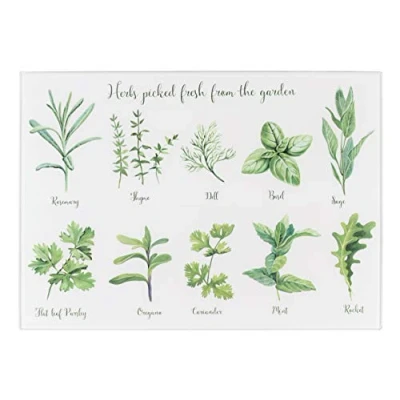 Imagen de Tala Herbs Design Protector de encimera vidrio endurecido, antideslizante, multifuncional, mide 30 x 40 cm