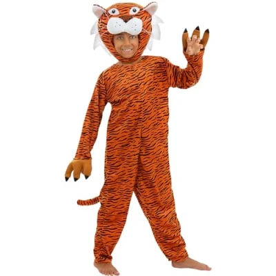 Imagen de Funidelia Disfraz de tigre para niño y niña Animales, Desierto, Selva niños divertidos accesorios Fiestas, Carnaval Halloween Talla 3 4 años Naranja