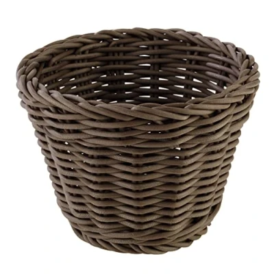 Imagen de cesta APS, redonda &quot;Profi Line&quot;, de mimbre marrón oscuro, polipropileno, contenedor mimbre, pan, alimentos, diámetro Ø 13 cm, altura 10 cm