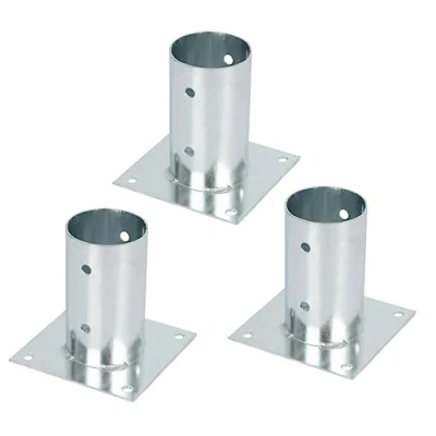 Imagen de GAH Alberts 211943 211653 Casquillo atornillable para postes de madera redondos o cuadrados, galvanizado en caliente, diámetro 81 mm, 3 unidades