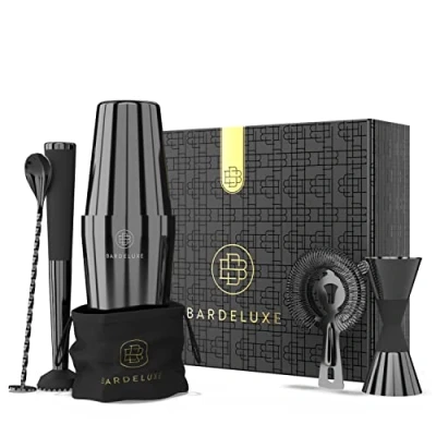 Imagen de BarDeluxe® Boston Juego de 5 coctelera Acero Inoxidable, cócteles 750 ml, Boston, Accesorios cóctel