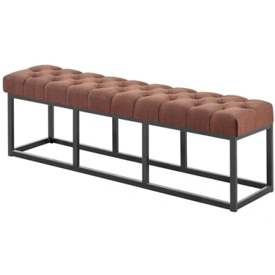 Imagen de CLP Taburete Pie De Cama Amun Tapizado En Tela Banco Recibidor Estilo Chesterfield Salón con Base Metal Negro I Color:, Color:marrón, Tamaño:150 cm