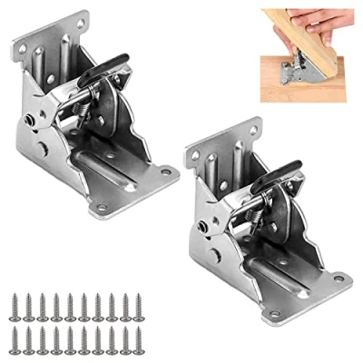 Imagen de Bloqueo Automático de 90 Grados 2 Piezas Bisagra Plegable Autoblocante Patas Plegables Para Mesa Herrajes Mesas Piernas Escritorio Banco Trabajo