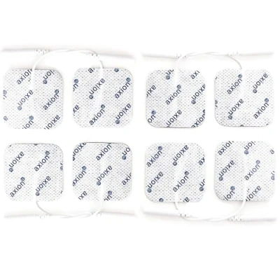 Imagen de 8 electrodos axion Parches pequeños de 4x4 cm para electroestimulador TENS y/o EMS reutilizables y autoadhesivos con conector pin 2 mm