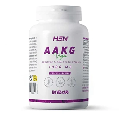 Imagen de HSN Arginina AAKG Cápsulas 120 Vegetales por Envase 3000 mg de L Alfa Cetoglutarato Dosis Diaria Con Vitamina B1 y B6 No GMO, Vegano, Sin Gluten