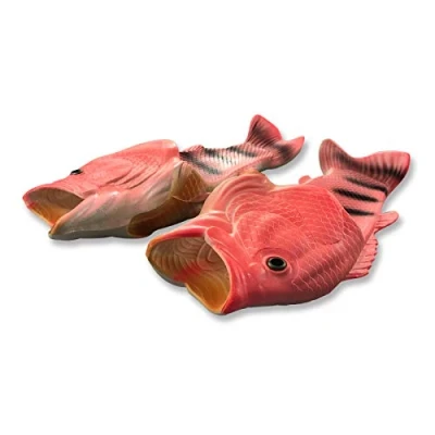 Imagen de UNIQSTORE Tricky Fisch Sandalias con forma de pescado, zapatillas estar por casa creativas, estilo pez, para la playa, calzado inspirado en peces, hombre, rosa, 39/40 EU