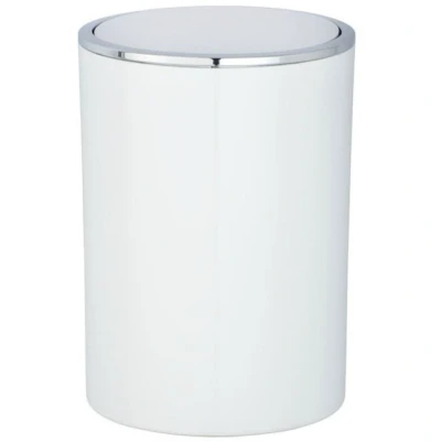 Imagen de Wenko Cubo con Tapa oscilante Inca 5 l, de Basura para el baño o Resto la Vivienda, Hecho plástico Grueso Combinado Cromo Brillante, Ø 18,5 x 25,5 cm, Blanco