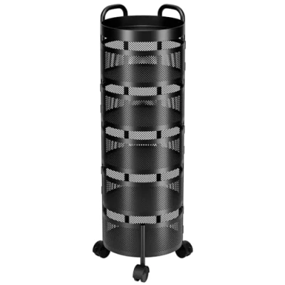 Imagen de RFEGJVII carrito de almacenamiento cocina, cesta giratoria circular 5 niveles, estante grande con ruedas 360 grados, frutas y verduras, móvil