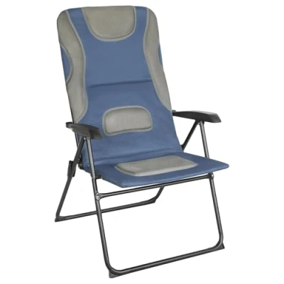 Imagen de Homecall Silla de jardín plegable acolchada con respaldo malla ajustable, azul y gris