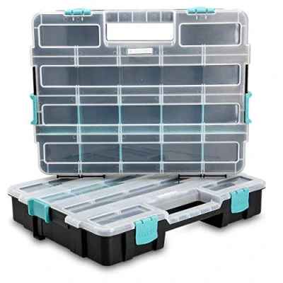 Imagen de Navaris organizador de tornillos Caja almacenaje XL plástico para bricolaje Compartimentos varios tamaños tuercas