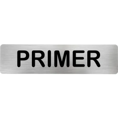Imagen de MovilCom® Señal de acero inoxidable PRIMER Placa Puerta EN CATALAN informativa Cartel 200X50mm