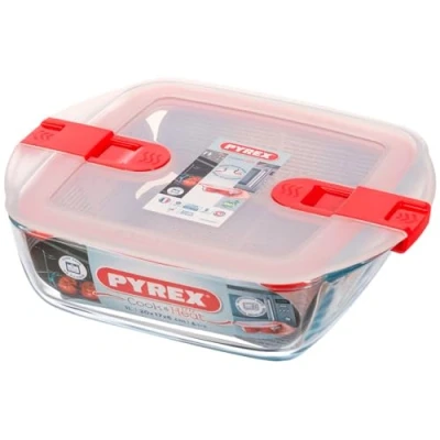 Imagen de Pyrex Cook&amp;Heat Recipiente de Almacenamiento y Transporte Alimentos, Vidrio borosilicato, Multicolor