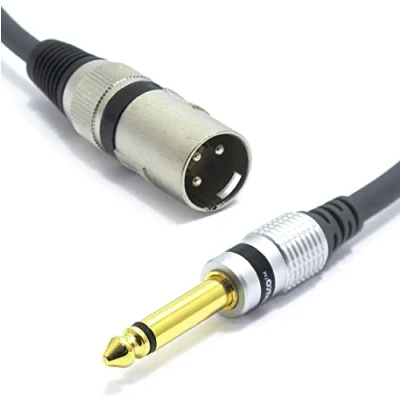 Imagen de VITALCO Cable de Micrófono XLR Macho a Jack 6,3 TS 3m Conector 3 pines 6,35 Mono