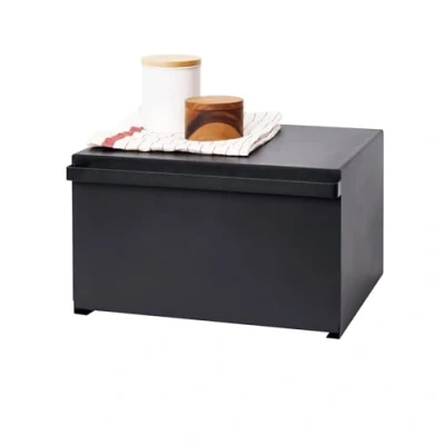 Imagen de YAMAZAKI Panera Caja de Pan para el hogar Soporte encimera Cocina Acero Almacenamiento Alimentos, Metal, Negro
