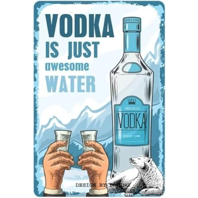 Imagen de DODINO 20 x 30 cm, cartel de metal retro VODKA, decoración vintage para sala fiestas, pub irlandés y cocina, idea regalo como accesorio bar
