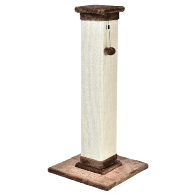 Imagen de Amazon Basics Poste rascador para gatos de primera calidad, alto y grande, 15.75’’ L x W 35.43’’ H, alfombra marrón