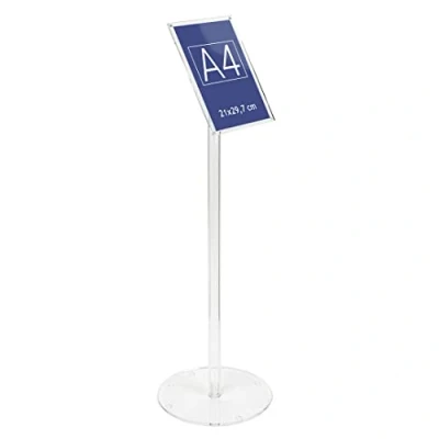 Imagen de Danieli Store Expositor Publicitario de Pie Metacrilato Transparente Soporte para Carteles A4 con Cierre Magnético Orientable en Horizontal y Vertical Porta Menu Exterior