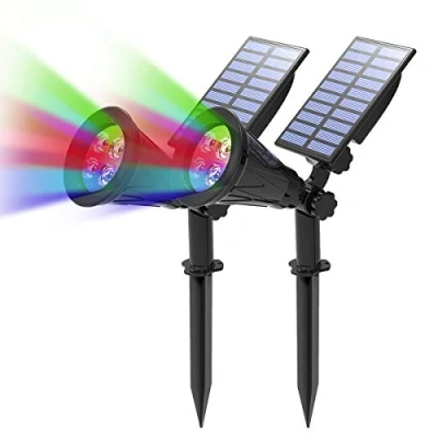 Imagen de T SUN 2 Unidades Foco Solar, Impermeable Luces Solares Exterior, 4 Color Cambio, Modos de Iluminación Opcionales, ángulo 180 Ajustable, Luz Jardín para Entrada, Camino.