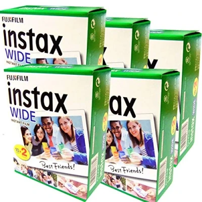 Imagen de Fujifilm Instax Wide Set de 5 cajas 20 carretes (100 fotos formato ancho) para Fuji 210 200 100 300 Instant Photo Camera