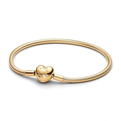 Imagen de PANDORA Moments 563050C00 23 Pulsera de eslabones serpiente con cierre corazón, Plata ley aleación chapada en oro, compatible Moments, tamaño: 23, cm, ley, Sin gemas