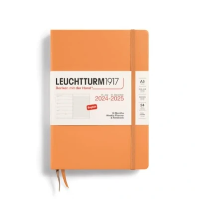 Imagen de LEUCHTTURM1917 370715 Agenda semana vista y libreta Medium (A5) 2025, 18 meses 07.2024 12.2025, Tapa Dura, Apricot, Inglés