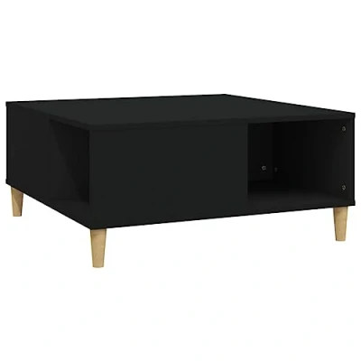 Imagen de vidaXL Mesa de Centro Madera contrachapada Negro 80x80x36,5 cm