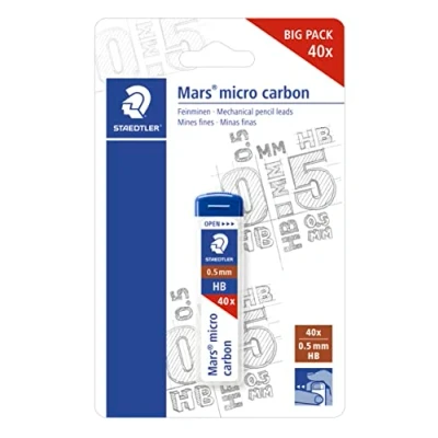 Imagen de STAEDTLER Mars Micro Carbon 25505HBBKD. minas para portaminas. Caja con 40 HB de 0,5 mm.