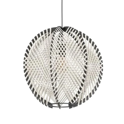 Imagen de EGLO Waverton araña de mesa comedor, comedor 1 luz metal y madera negra con tela blanca, toma E27, diámetro 48 cm