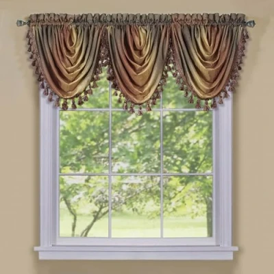 Imagen de Achim Home Furnishings Cenefa de Cortina Ventana Cascada Degradado Suave, Poliéster, Berenjena, 42&quot; W x 46&quot; L (Pack of 1)