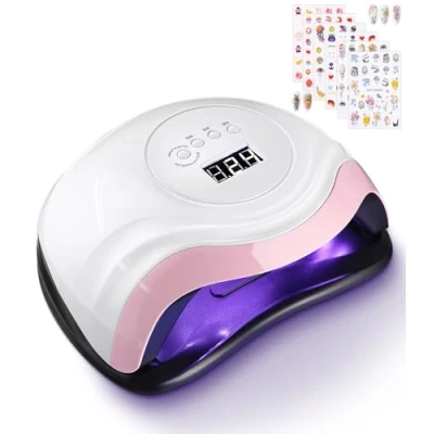 Imagen de Aokyom Lámpara Secadora UV Uñas,168W Lámparas de Uñas Profesional Seca Gel Curado Máquina y Pantalla LCD 4 Temporizador 10s 30s 60s 99s Para Manicura Pedicura Nail Art Hogar,Salón