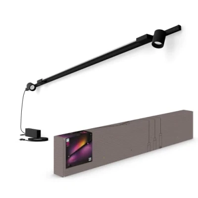 Imagen de Philips Hue Kit Perifo Iluminación en carril luz Blanca y de Colores Set base pared (negro) 200cm con 2 focos tubo Gradient Anclajes incluidos