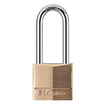 Imagen de Master Lock 140EURDLH Candado de Ancho con Cuerpo Latón Macizo arco Largo, Dorado, 8.9 x 4 1.3 cm