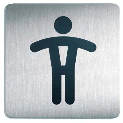 Imagen de Durable 495423 Pictograma WC hombres, cuadrado, 150 x mm, acero inoxidable