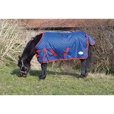 Imagen de Rhinegold Dottie Foal Torrent Alfombra Ligera para Exteriores, sin Relleno, 32 ES, Azul Marino/Red Spot, 3&#039;9&quot;