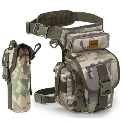 Imagen de Jueachy Bolsa Pierna Moto, Riñonera Táctical Militar Impermeable Multifuncional con Correas Ajustables y Botellas Bolsa, Bolso Hombre Mujere Riñoneras para Correr Pesca Senderismo Deporte