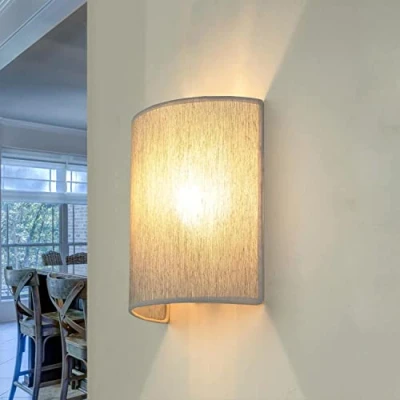 Imagen de Aplique ALICE estilo moderno con pantalla de tela color gris Diseño Loft E27 Foco Lámpara pared para interior