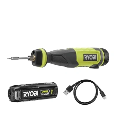 Imagen de RYOBI RSI4 120G Soldador USB de litio (480, cable C 1 batería 4 V, 2,0 Ah, litio, incluye alambre soldadura y tapa seguridad