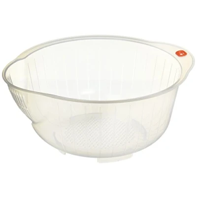 Imagen de INOMATA HIC JapanBargain S 3060 Cuenco de arroz japonés con colador, 2,5 l Capacidad, incoloro, 2.5 Quart