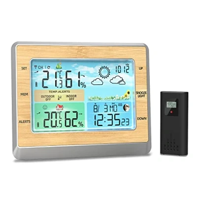 Imagen de Estacion Meteorologica Interior Exterior Digital Alarma inalámbrica con sensor pantalla LCD de 5,9 pulgadas despertador para uso doméstico