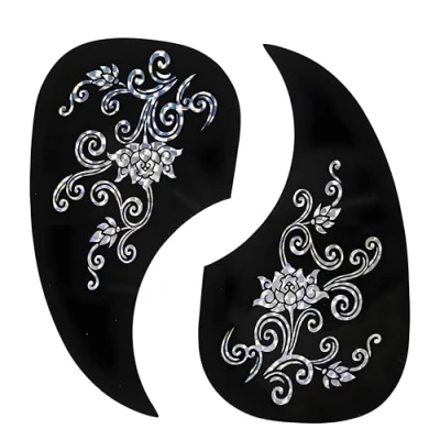 Imagen de 2 Piezas de Púas para Guitarra, Autoadhensivo en Forma Coma, Protector Púa Guitarra Acústica (Plata)