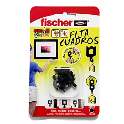 Imagen de fischer Fija Cuadros para Colgar Sin hacer Agujeros, Capacidad de Carga Hasta 8 Kg, Reutilizable y Ideal Cartón Yeso, Yeso Madera, Color Negro, (Paquete Unidades)