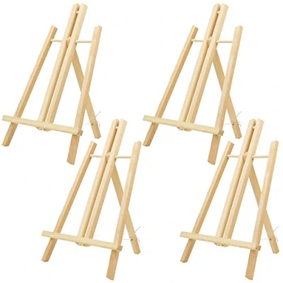 Imagen de Belle Vous Caballete Pintura de Madera Mostrar Arte (Pack 4) 40 cm Caballetes para Mesa Pequeño Pino Natural Trípode Exhibir Lienzos, Marcos, Manualidades Niños, Set Mini