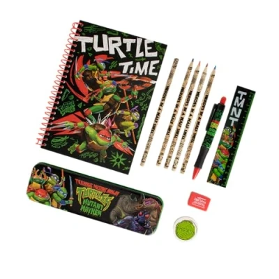 Imagen de Set de escritura TMNT, 11 piezas las Tortugas Ninja, Incluye cuaderno DIN A5, varios bolígrafos &amp; co., Mercancía oficial