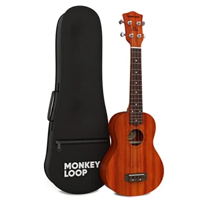 Imagen de MONKEY LOOP Stone C Natural Ukelele para Concierto Funda Ukeleles Incluida Equipado con Cuerdas Aquila Acabado, Ajustes y Afinación Sorprendente Madera de Sapeli Color