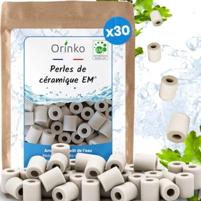 Imagen de orinko 30 microesferas de cerámica EM® Mejora la calidad del agua Reduce cal Apto para lavadora y 2 decantadores, botellas, calabazas, cafetera, hervidores